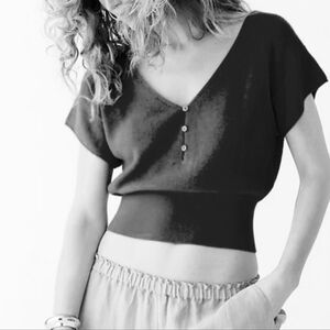 J.Crew Cashmere Featherweight V-Neck Navy Top Size S